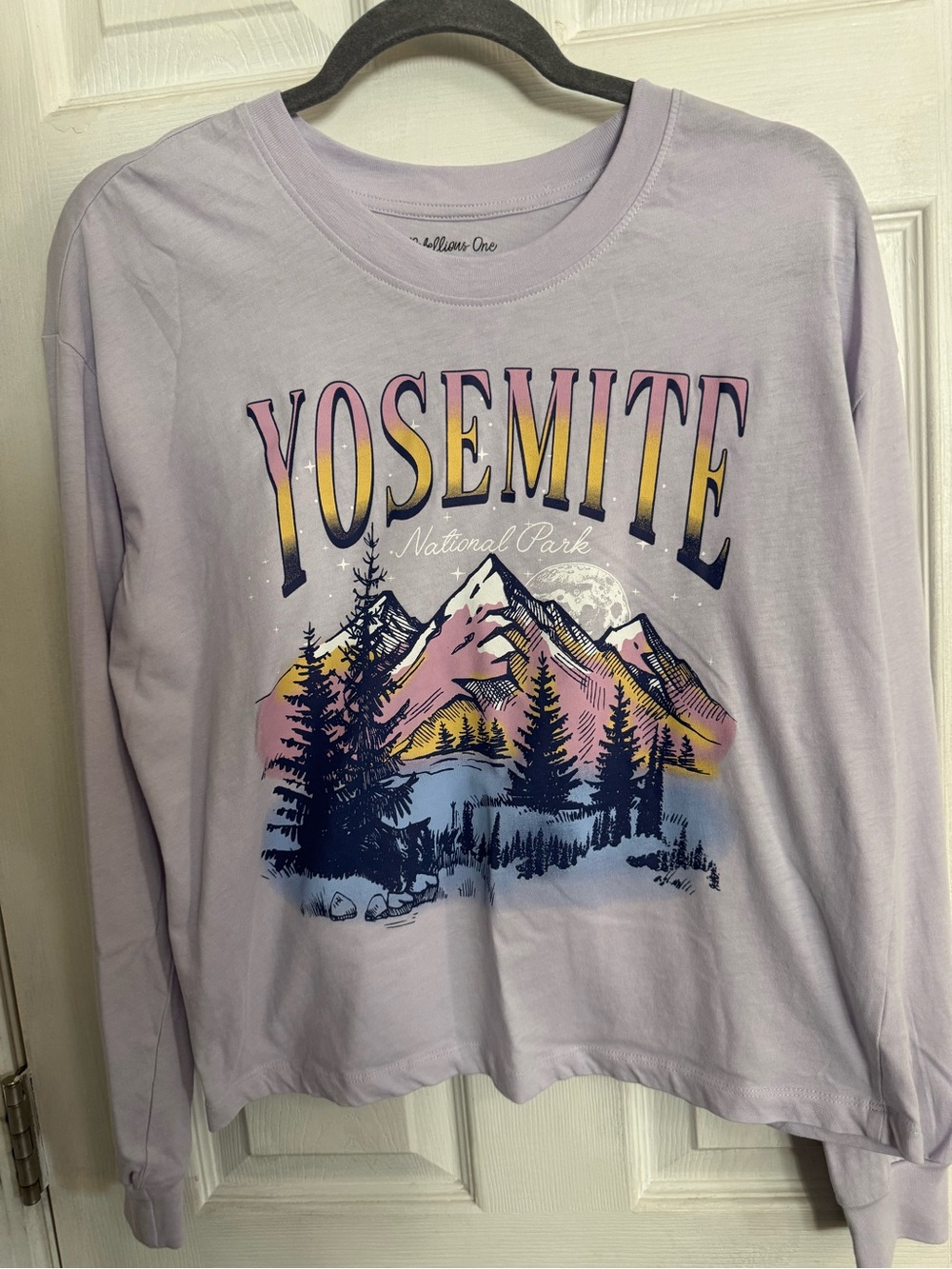 Rebellious One Lavender Yosemite Mountain Graphic Long Sleeve Tee